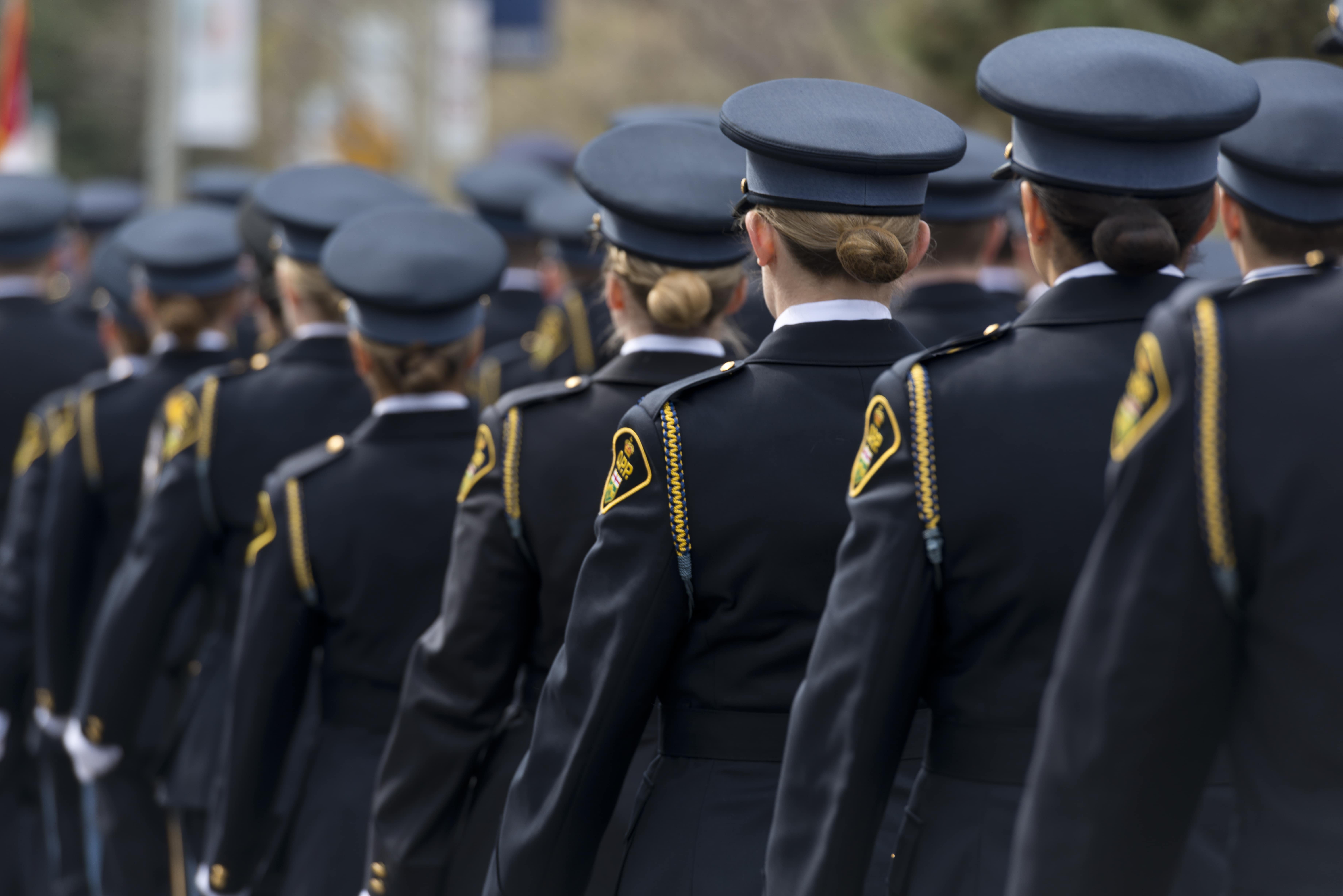 police officer recruits standing in a line